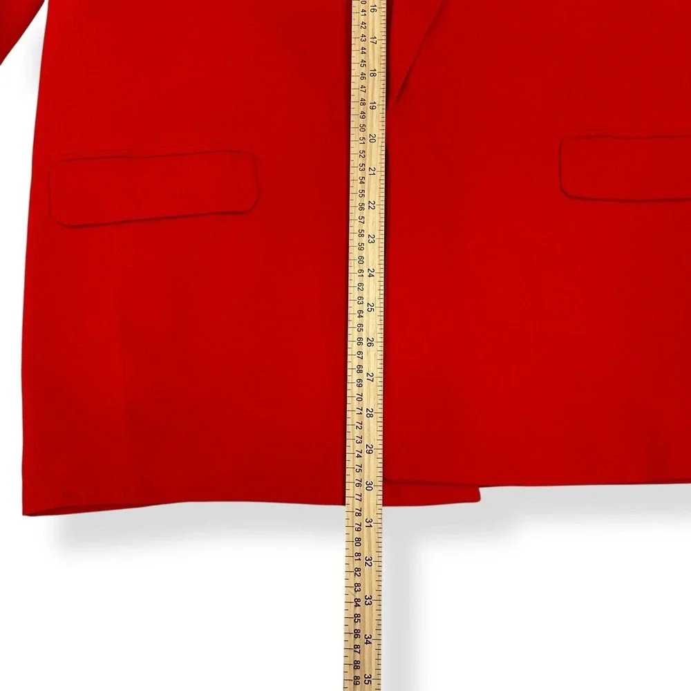 Tahari Blazer Women XL Red Long Sleeve Open‎ Front Lined Roll Tab Notch NWT